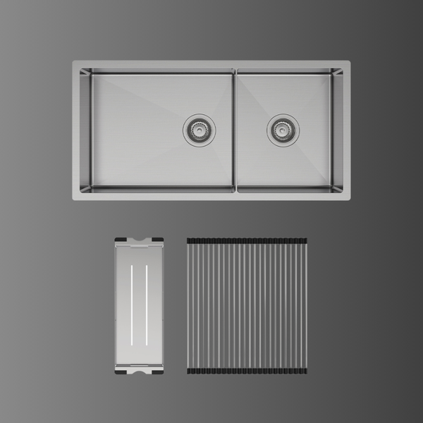 Fienza Hana 40L/27L Double Kitchen Sink Kit Stainless Steel