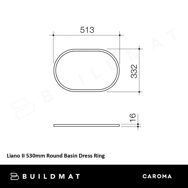 Caroma Liano II 530mm Pill Dress Ring Brushed Bronze