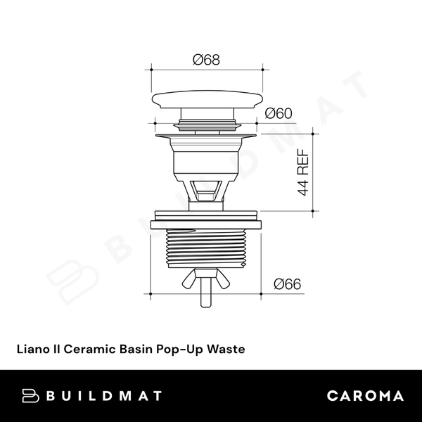 Caroma Liano II Ceramic Basin Pop-Up Waste Long Matte Clay