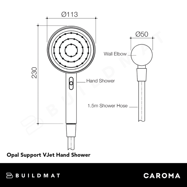 Caroma Opal Support VJet Hand Shower Matte Black