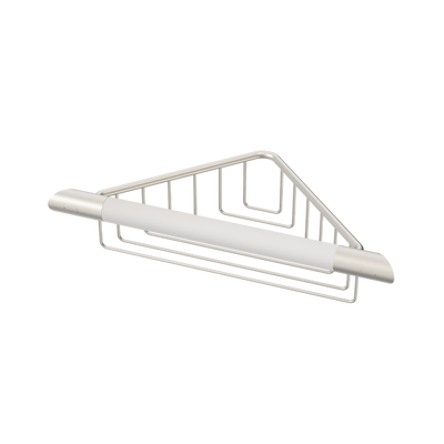 Caroma Opal Support Corner Shower Support Rail with Basket Brushed Nickel/White CLEARANCE