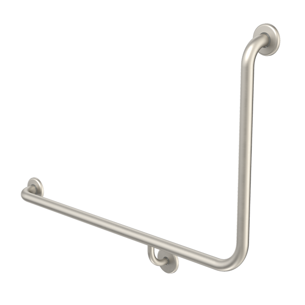 Caroma Care Support Grab Rail 90 Degree Angled 960x600 Left Hand Side Brushed Nickel