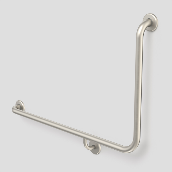 Caroma Care Support Grab Rail 90 Degree Angled 960x600 Left Hand Side Brushed Nickel