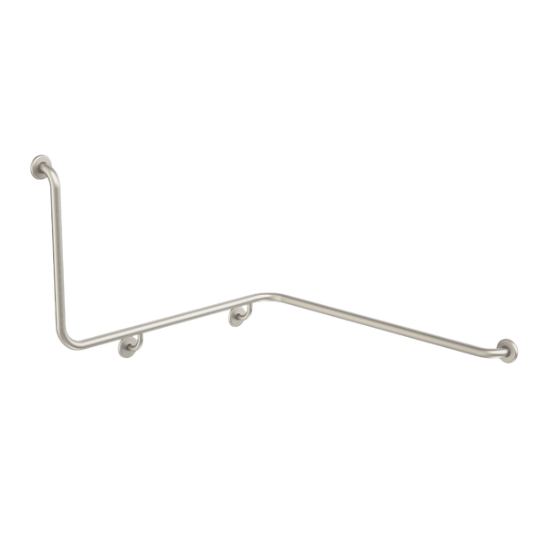Caroma Care Support Grab Rail 90 Degree Angled 1110x1030x600 Right Hand Side Brushed Nickel
