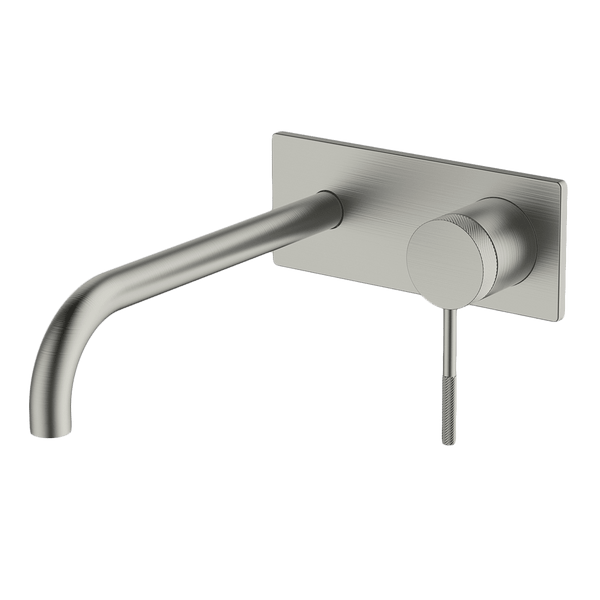 Gareth Ashton Poco Knurled Wall Basin Set 220mm Brushed Nickel