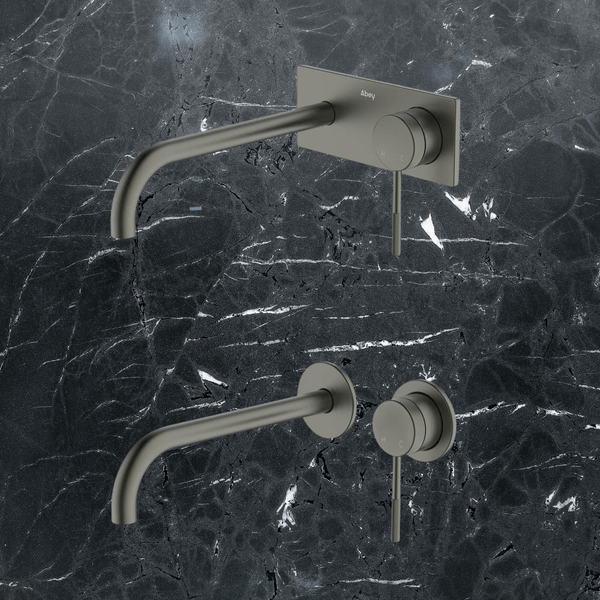 Abey Poco Knurled Wall Basin/Bath Set 220mm (Trim Kit Only) Gunmetal Lead Free