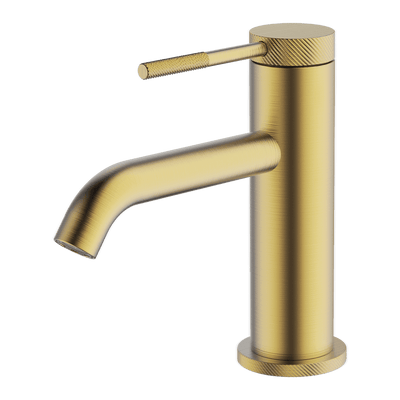 Gareth Ashton Poco Knurled Basin Mixer Brushed Brass Lead Free