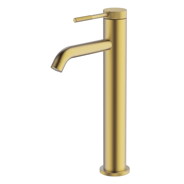 Gareth Ashton Poco Knurled High Basin Mixer Brushed Brass