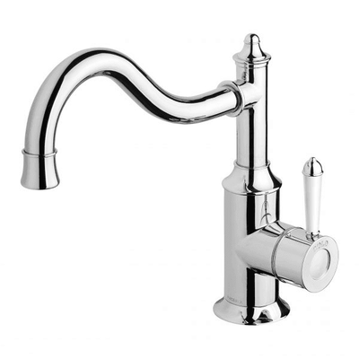 Phoenix Nostalgia Sink Mixer 220mm Shepherds Crook Chrome White