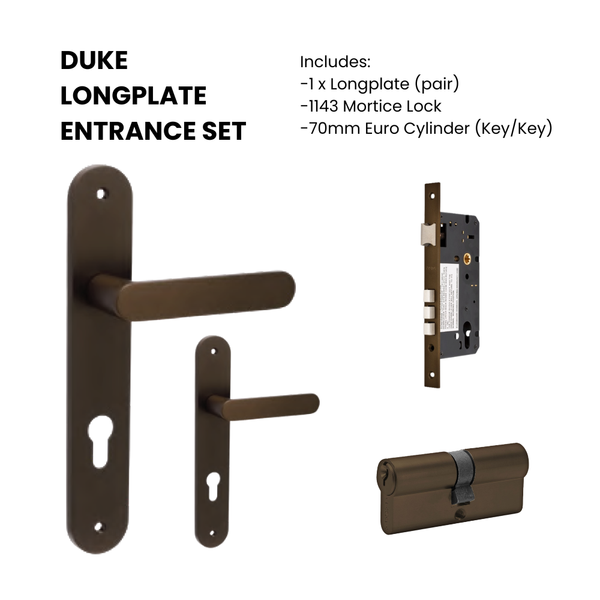 Zanda Duke Longplate Handle Entrance Set Ember Bronze