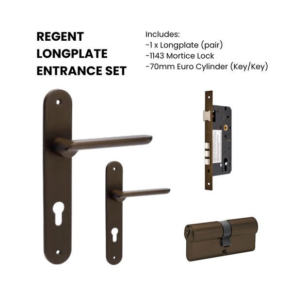 Zanda Regent Longplate Handle Entrance Set Ember Bronze