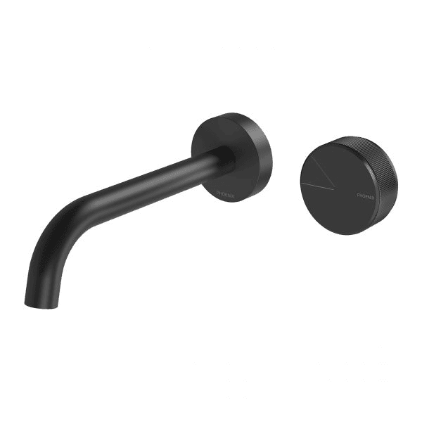 Axia Wall Basin/Bath Curved Outlet Mixer Set 180mm  Matte Black