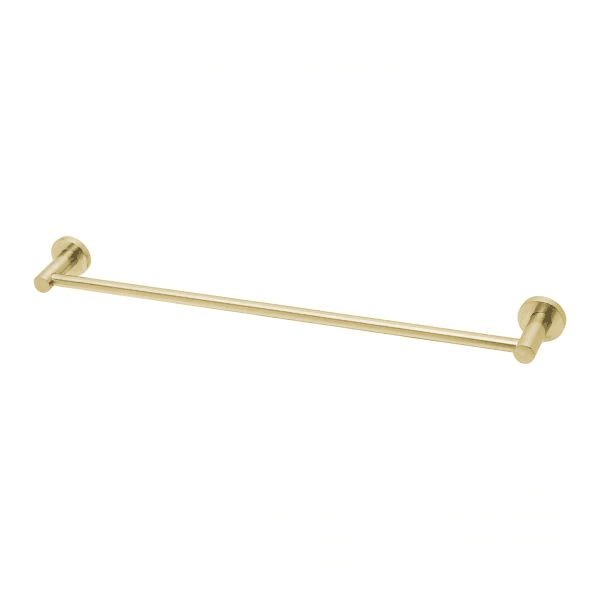 Phoenix Radii Single Towel Rail 600mm Round Plate Brushed Gold
