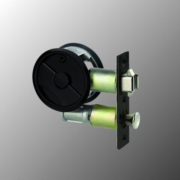 Lockwood Symmetry Round Cavity Sliding Door Privacy Set DP Matte Black