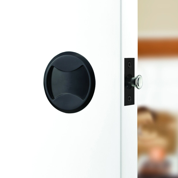 Lockwood Symmetry Round Cavity Sliding Door Privacy Set DP Matte Black