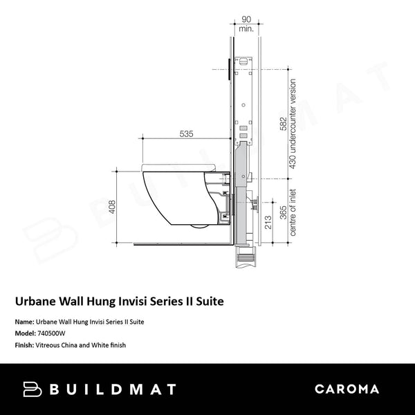 Caroma Urbane Wall Hung Invisi Series II Suite White