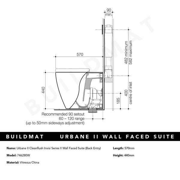Caroma Urbane II CleanFlush Invisi Series II Wall Faced Suite ((with GermGard)