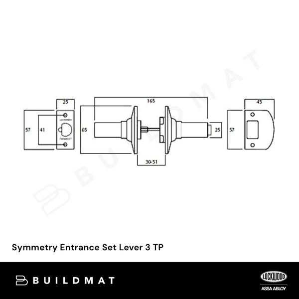 Lockwood Symmetry Entrance Set Lever 3 TP Matte Black