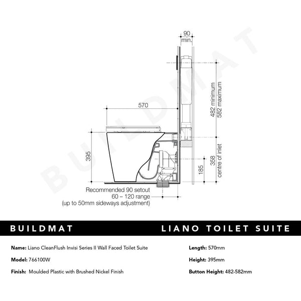 Caroma Liano Cleanflush Invisi Series II Wall Faced Toilet Suite