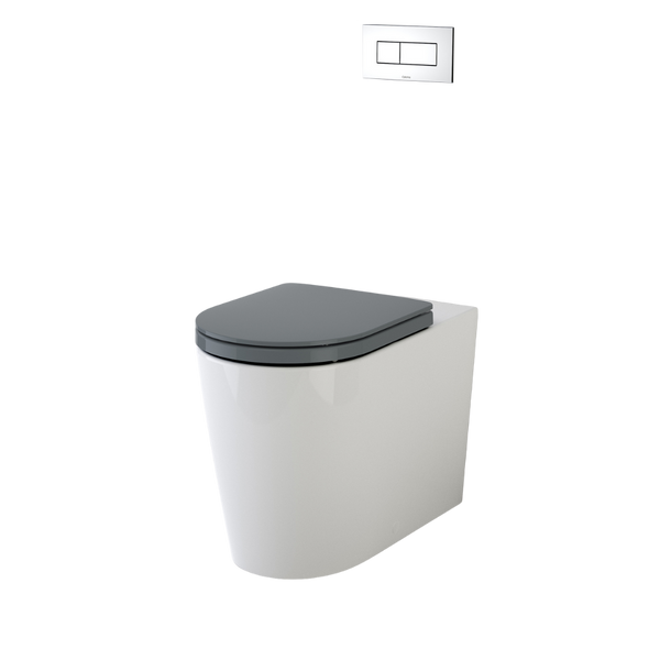 Caroma Liano Cleanflush Invisi Series II Easy Height Wall Faced Suite with Liano Double Flap Seat Anthracite Grey (with GermGard)