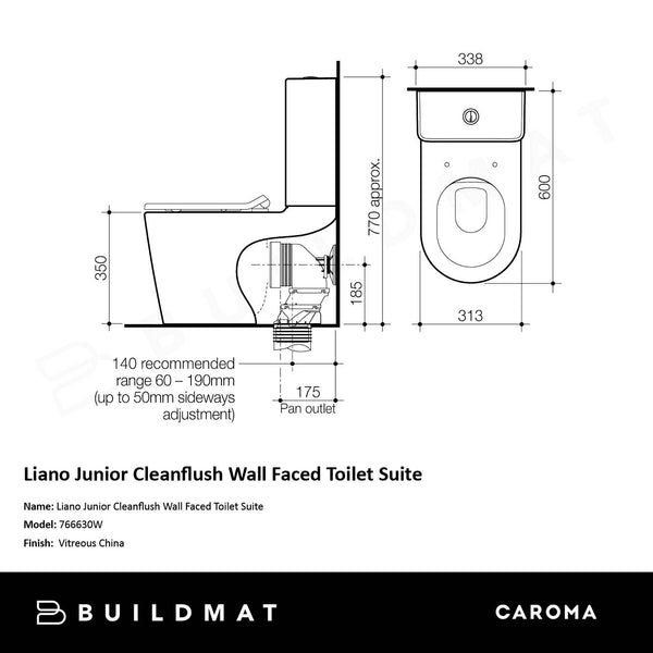 Caroma Liano Junior Cleanflush Wall Faced Toilet Suite