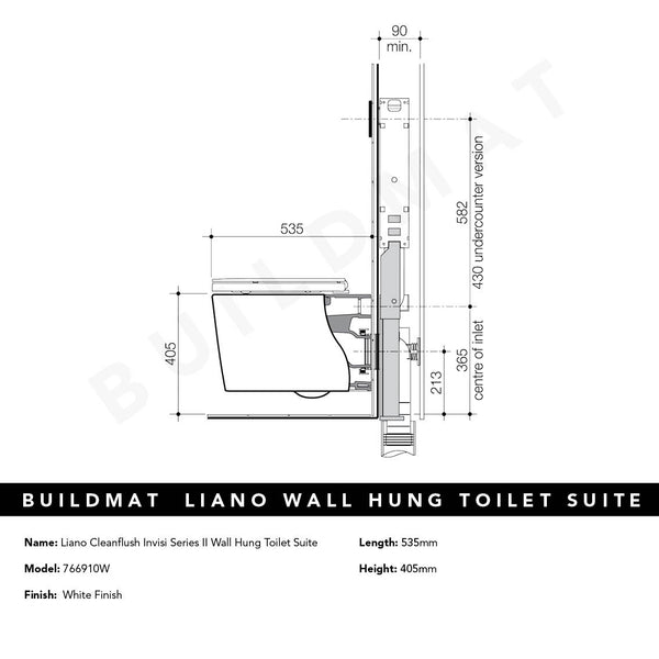 Caroma Liano Cleanflush Invisi Series II Wall Hung Toilet Suite