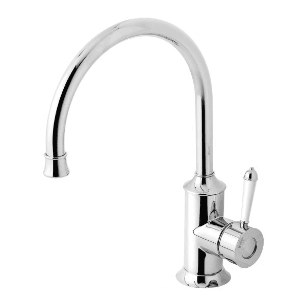 Phoenix Nostalgia Sink Mixer 220mm Gooseneck Chrome White