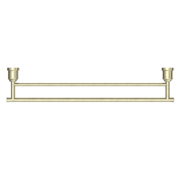 Nero York Double Towel Rail 600mm Aged Brass