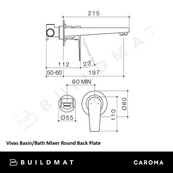 Caroma Vivas Basin/Bath Mixer Round Back Plate Chrome CLEARANCE