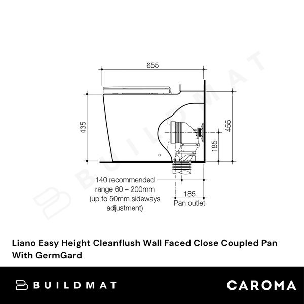 Caroma Liano Easy Height Cleanflush Wall Faced Close Coupled Pan With GermGard White