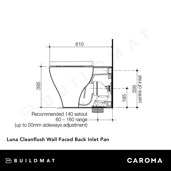 Caroma Luna Cleanflush Wall Faced Back Inlet Pan White