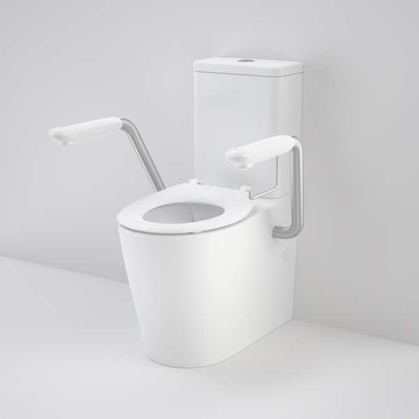 Caroma Care 660 Cleanflush WFCC Easy Height BI Suite with Armrests and Caravelle Single Flap Seat White