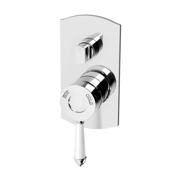 Phoenix Nostalgia Shower / Bath Diverter Mixer Chrome White