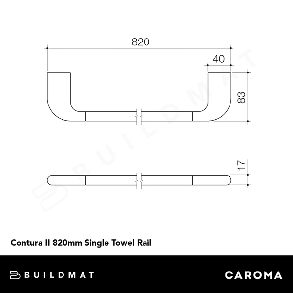 Caroma Contura II 820mm Single Towel Rail Chrome