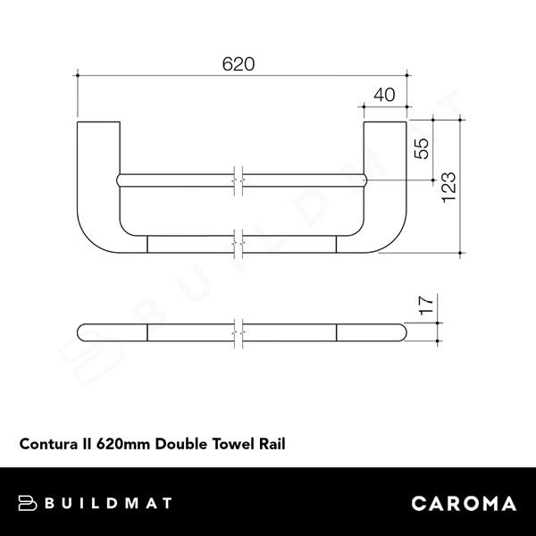 Caroma Contura II 620mm Double Towel Rail Brushed Nickel