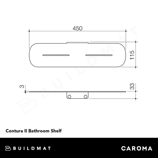 Caroma Contura II Bathroom Shelf Brushed Brass