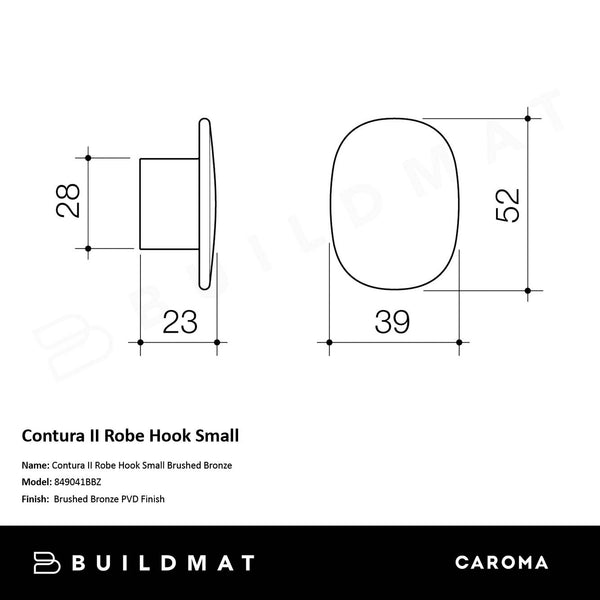 Caroma Contura II Robe Hook Small Brushed Bronze