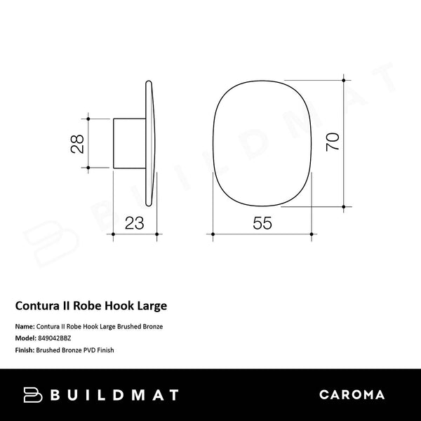 Caroma Contura II Robe Hook Large Brushed Bronze