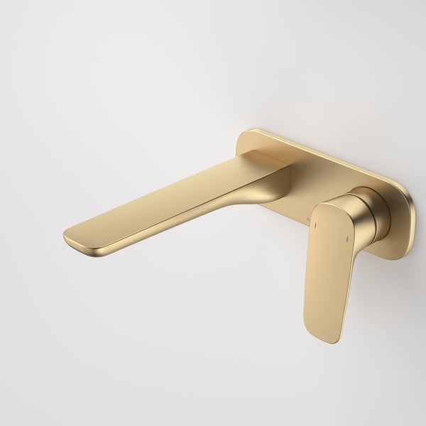 Caroma Contura II Wall Basin/Bath Mixer 180mm Brushed Brass