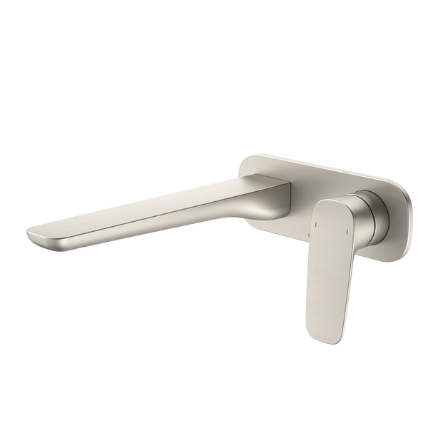 Caroma Contura II Wall Basin/Bath Mixer 220mm Brushed Nickel