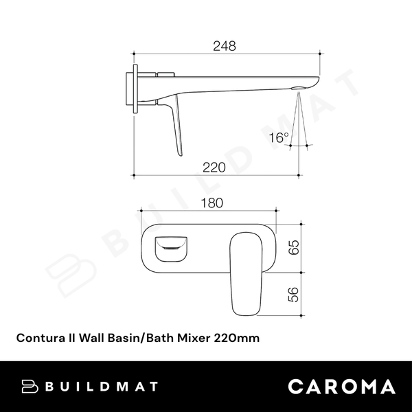 Caroma Contura II Wall Basin/Bath Mixer 220mm (Trim Kit Only) Brushed Nickel Lead Free