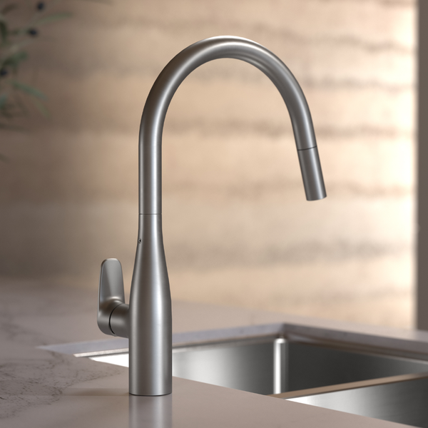 Caroma Contura II Pull Out Sink Mixer Brushed Nickel Lead Free