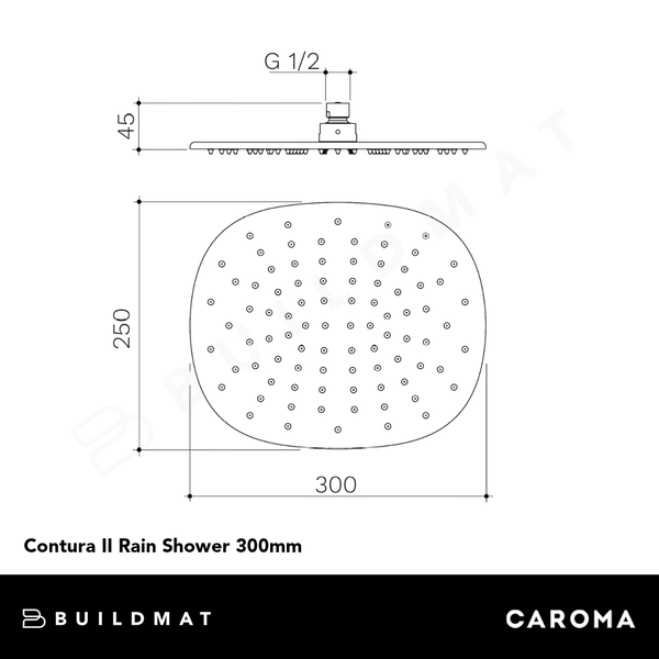 Caroma Contura II Rain Shower 300mm Black