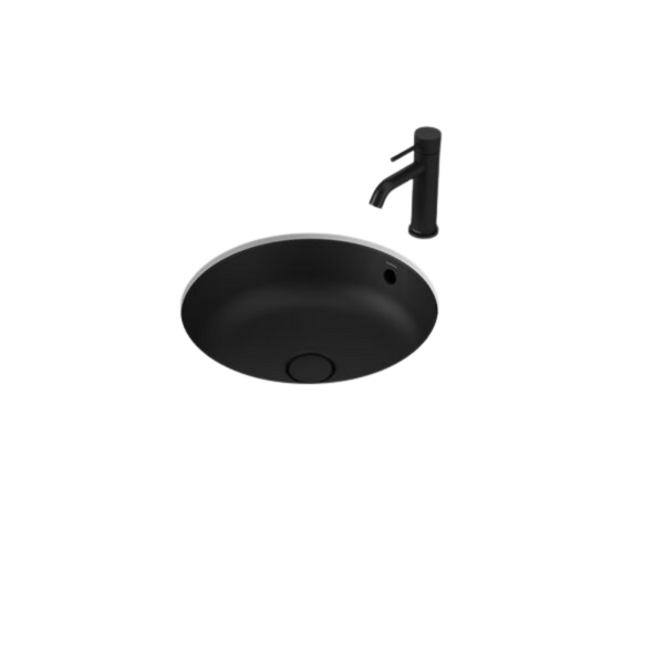 Caroma Liano II 440mm Round Under/Over Counter Basin With Overflow Matte Black
