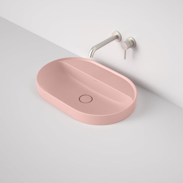 Caroma Liano II 600mm Pill Inset Basin with Tap Landing Matte Pink