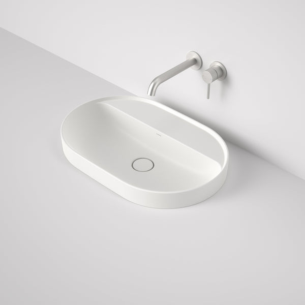 Caroma Liano II 600mm Pill Inset Basin with Tap Landing Matte White