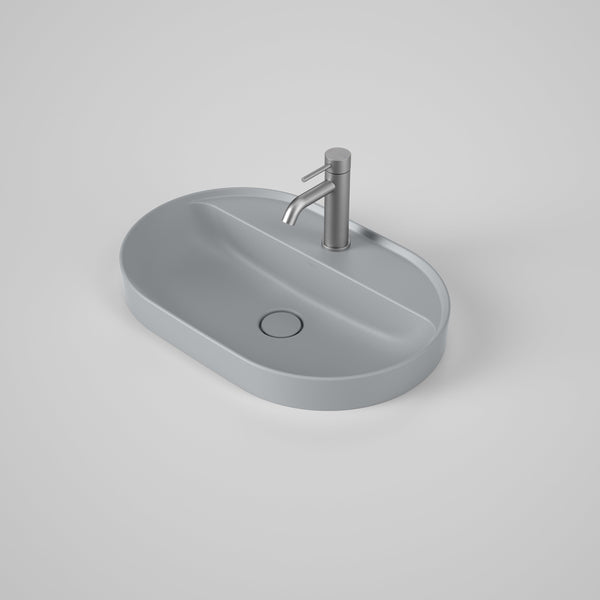 Caroma Liano II 600mm Pill Inset Basin with Tap Landing Matte Grey with 1 Tap Hole
