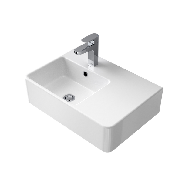 Caroma Cube Extension Wall Basin Right Hand Side Shelf 1 Taphole White