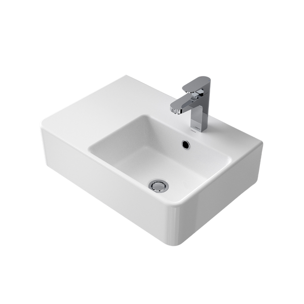 Caroma Cube Extension Wall Basin Left Hand Side Shelf 1 Taphole White