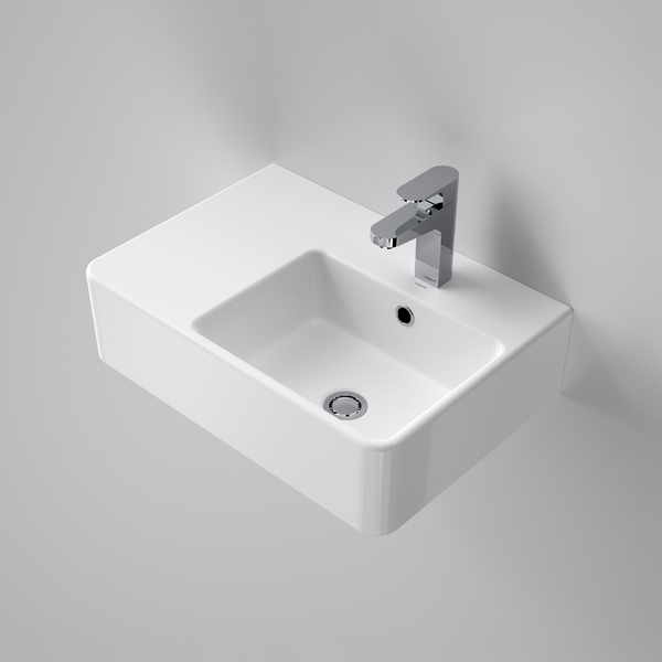 Caroma Cube Extension Wall Basin Left Hand Side Shelf 1 Taphole White